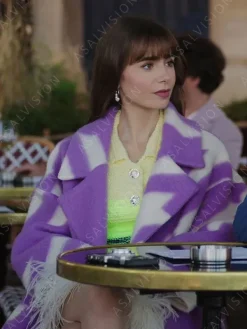 Asal Vision Women Coats | Emily In Paris Purple Coat Season 3 Purple And  White
