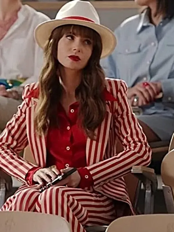Asal Vision Blazers | Emily In Paris Season 4 Red & White Striped Suit Red And White