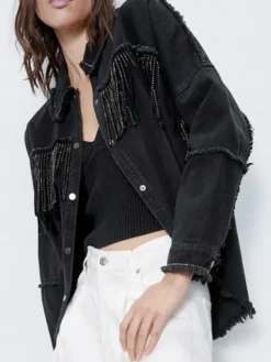 Asal Vision Denim Jackets | Killing Eve Jodie Comer Denim Jacket Black
