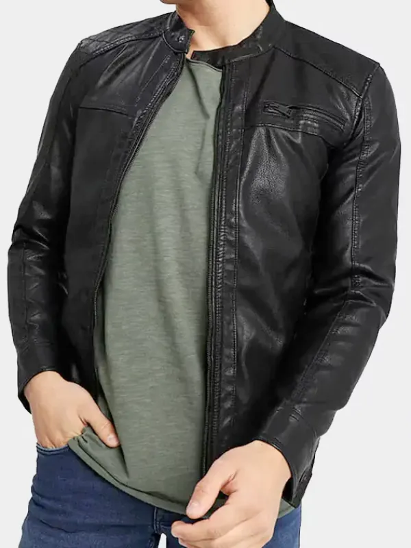 Asal Vision Black Jackets | Cafe Racer Jackets | Mens Leather Moto Jacket Black
