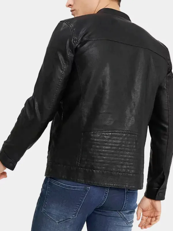 Asal Vision Black Jackets | Cafe Racer Jackets | Mens Leather Moto Jacket Black