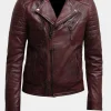 Asal Vision Biker Jackets | Leather Jackets | Mens Biker Jacket Burgundy
