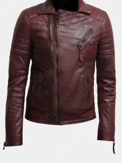 Asal Vision Biker Jackets | Leather Jackets | Mens Biker Jacket Burgundy