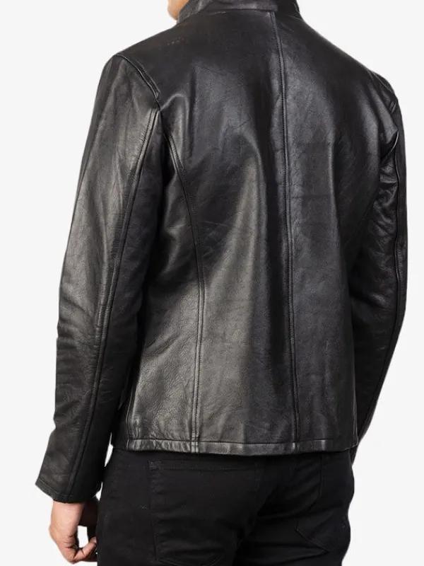 Asal Vision Black Jackets | Cafe Racer Jackets | Men’s Simple Cafe Racer Leather Jacket Black