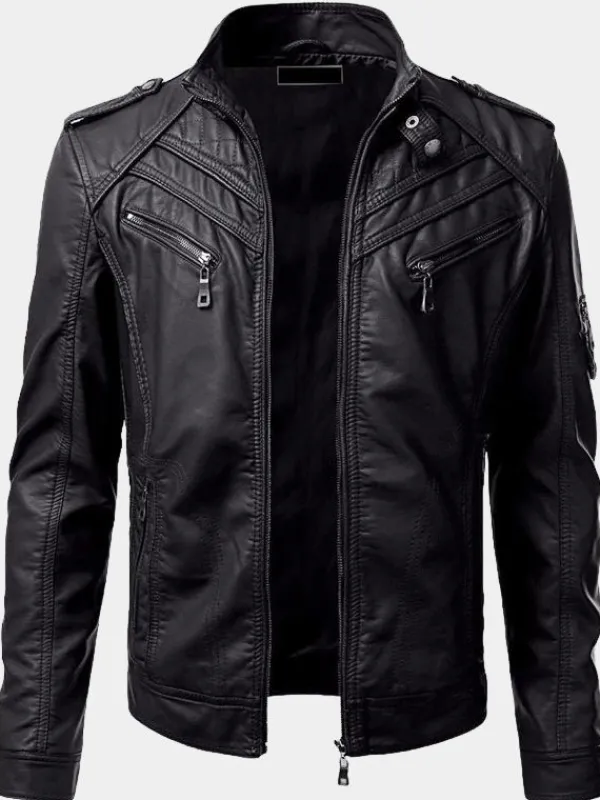 Asal Vision Black Jackets | Biker Jackets | Men’s Slim-Fit Leather Biker Jacket Black