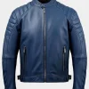 Asal Vision Blue Jackets | Cafe Racer Jackets | Motorcycle Men’s Blue Leather Jacket