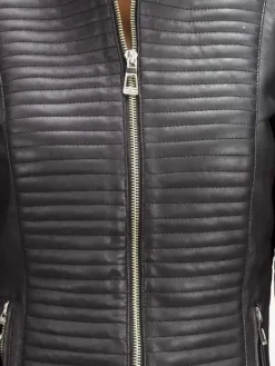 Asal Vision Black Jackets | Quilted Jackets | Women’s Quilted Leather Motorcycle Jacket Black