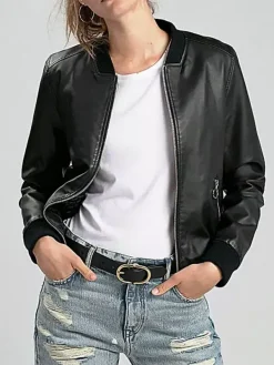 Asal Vision Black Jackets | Bomber Jackets | Women’s Lambskin Leather Bomber Jacket Black