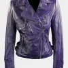 Asal Vision Biker Jackets | Leather Jackets | Women’s Short Fitted Leather Jacket Purple