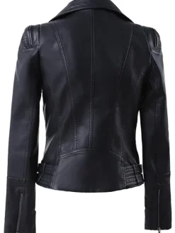 Asal Vision Black Jackets | Biker Jackets | Women’s Zip Up Motorcycle Leather Jacket Black
